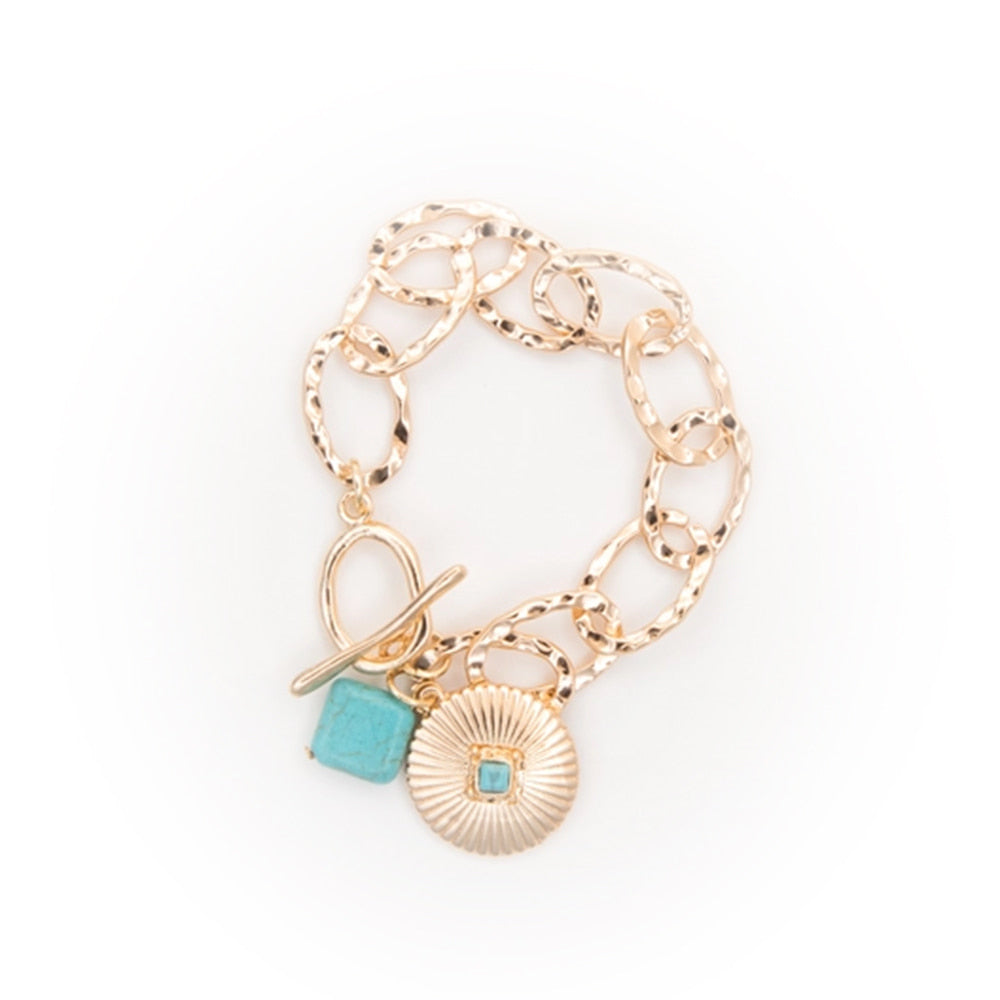 West and Co Jewelry West and Co 7 Chunky Chain Bracelet with Concho Charm and Toggle Closure
