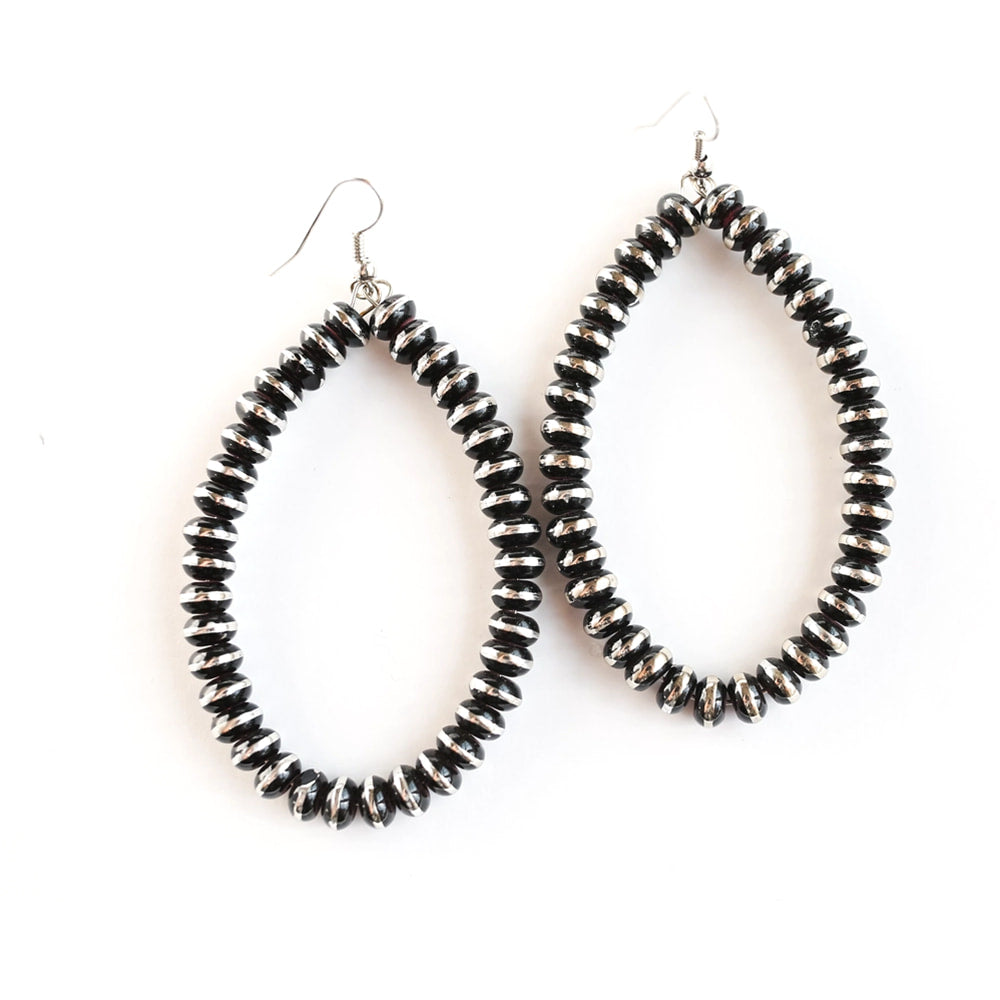 West and Co Jewelry West and Co Burnished Silver with Black Rondell Bead Teardrop Earrings