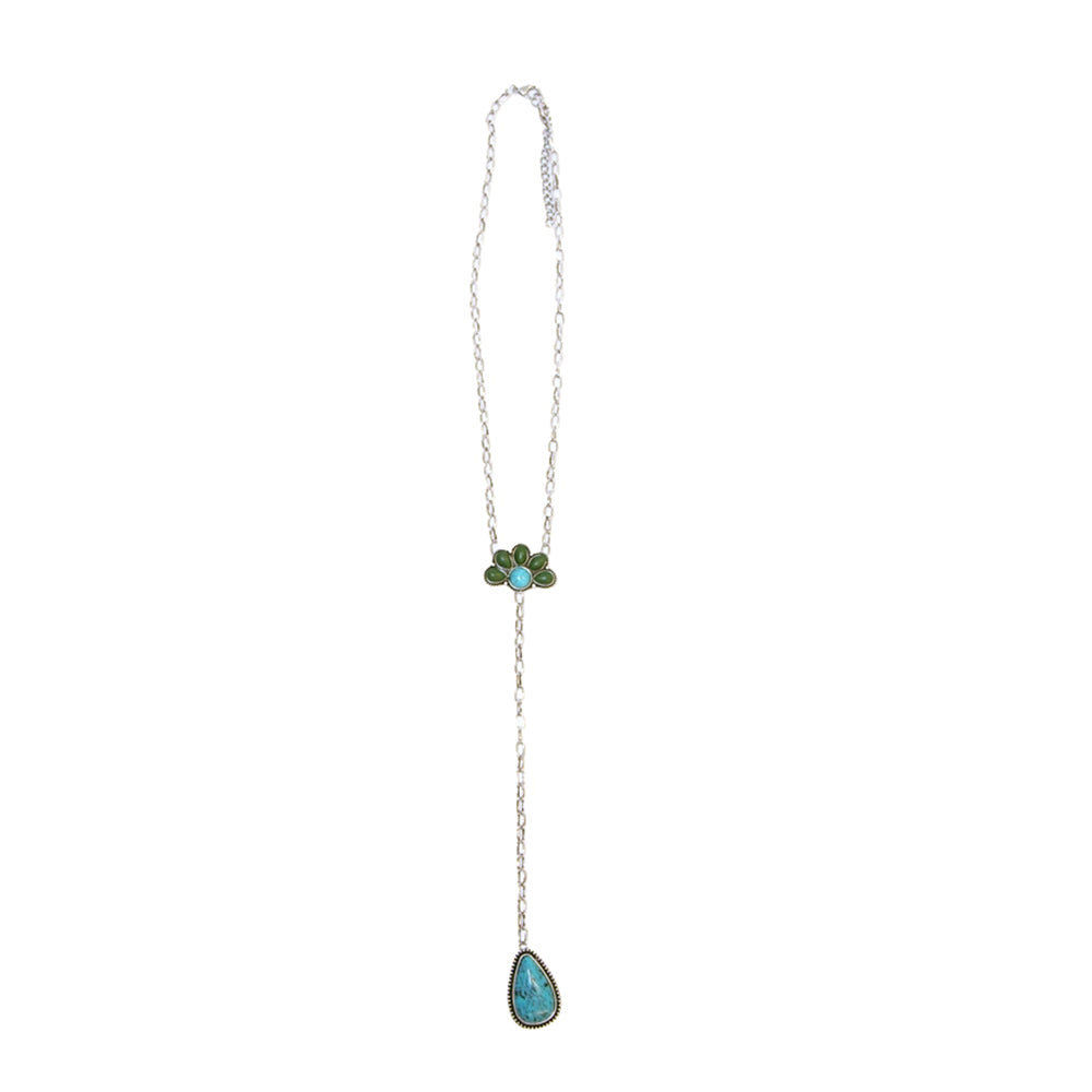 West and Co Jewelry West and Co Faux Turquoise Half Flower Chain Y Hico Necklace