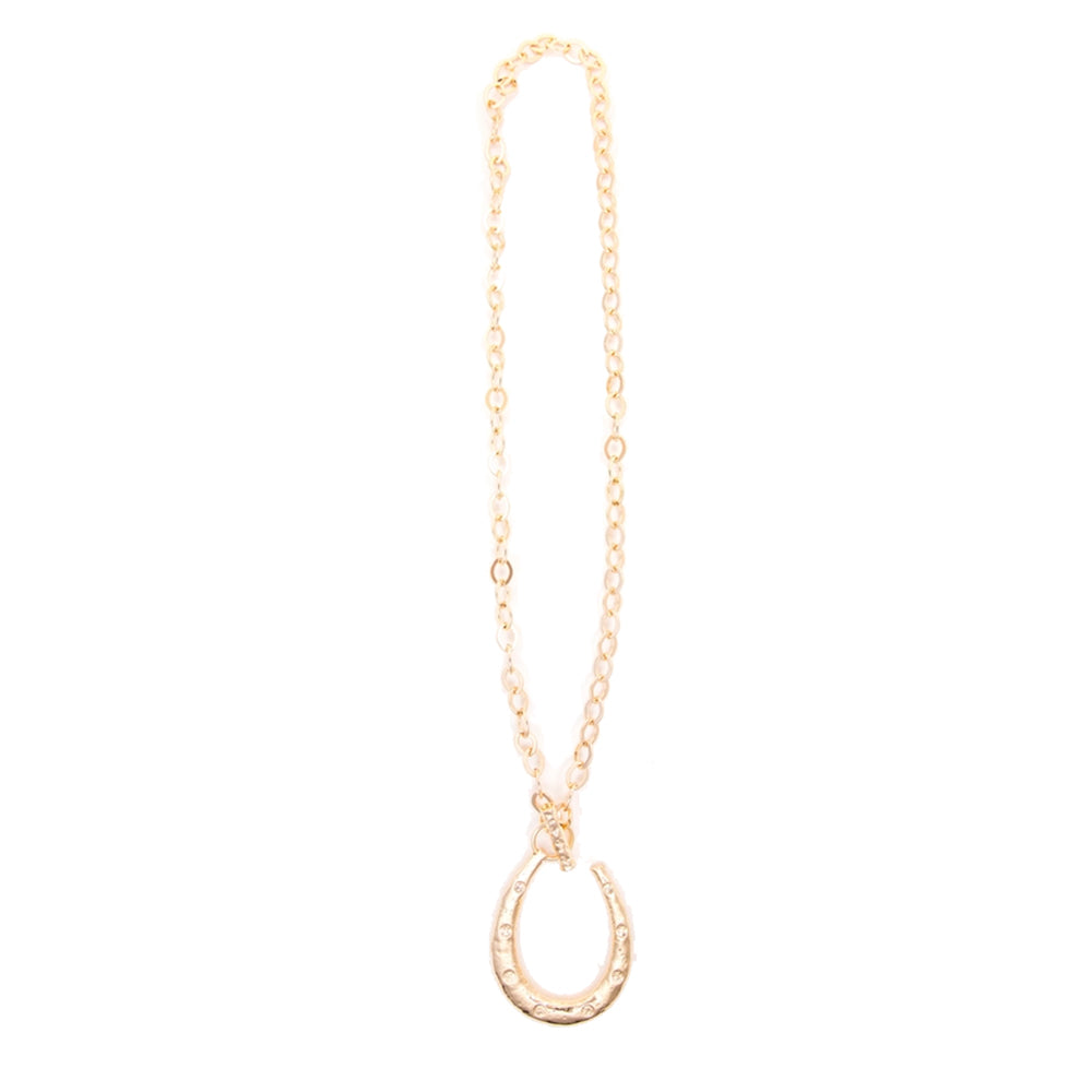 West and Co Jewelry West and Co Gold Chain Necklace with Large Horseshoe Pendant