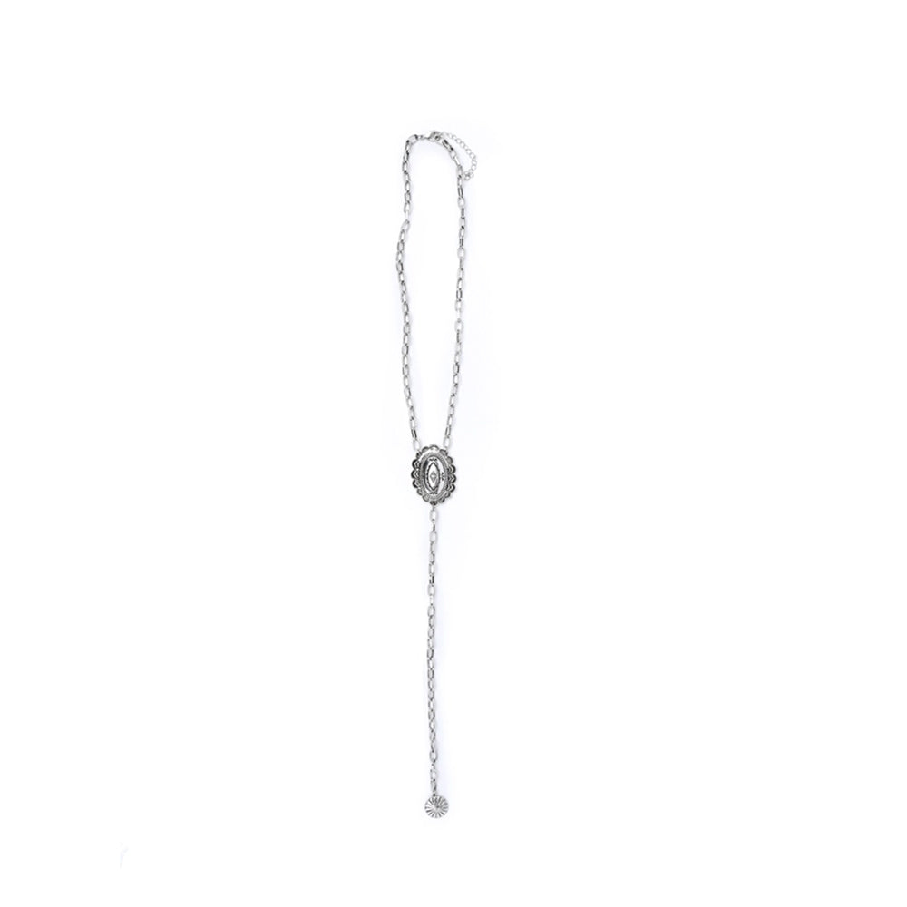 West and Co Jewelry West and Co Silver Chain Lariat Necklace with Concho Accent