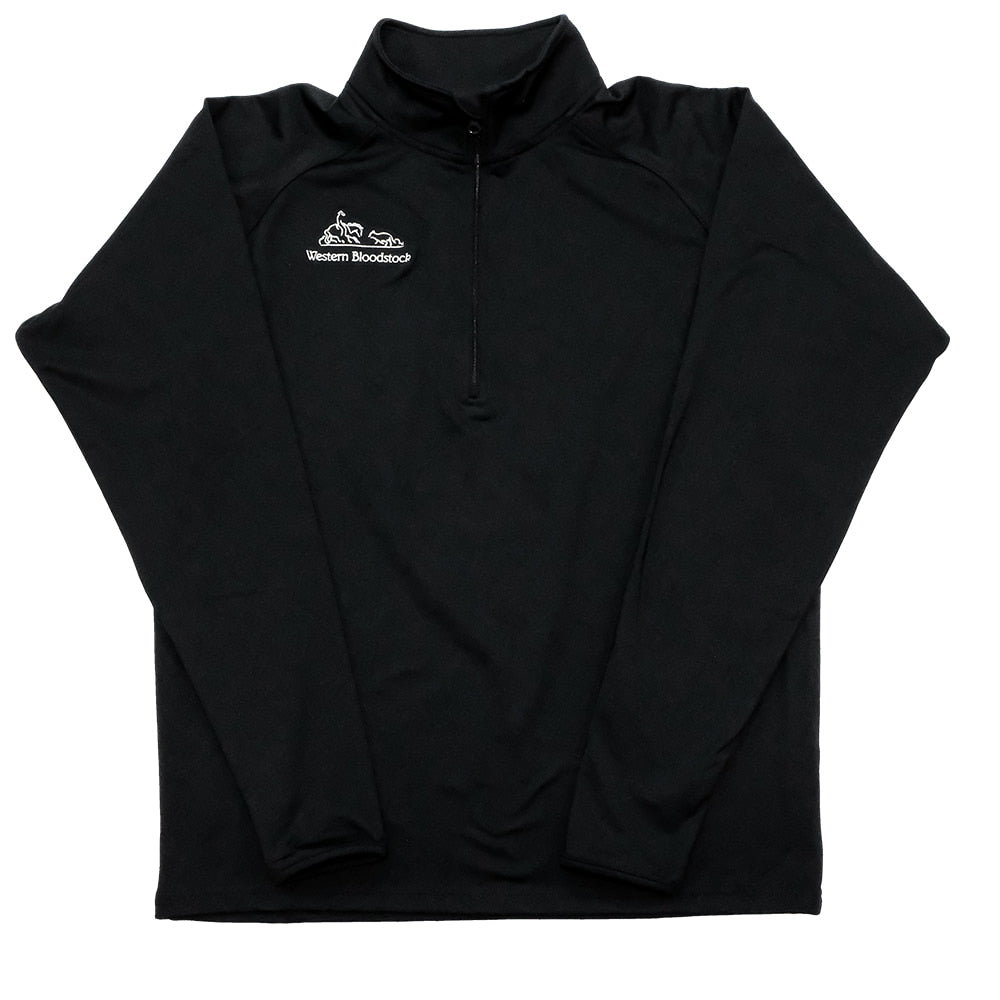 Western Bloodstock Apparel Western Bloodstock Full Chest Embroidered Logo Mens Black Poly Spandex Half-zip Pullover - Extended Size