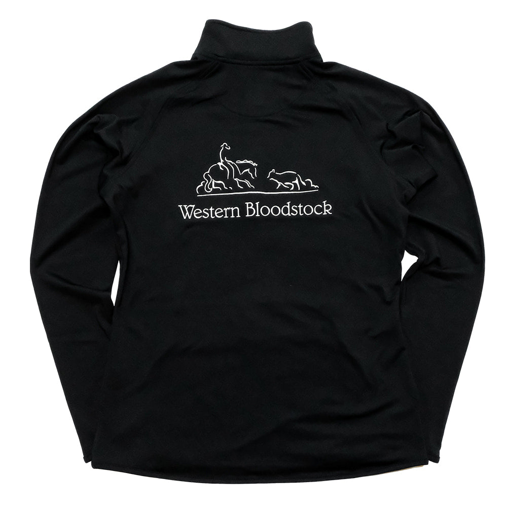 Western Bloodstock Apparel Western Bloodstock Full Embroidered Back Cutting Logo Black Poly Spandex Women's Half-zip Pullover
