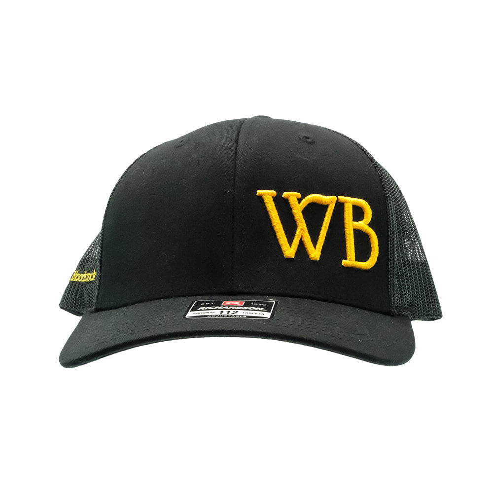 Western Bloodstock Hats Western Bloodstock Black with WB in Gold Stitching Meshback Cap