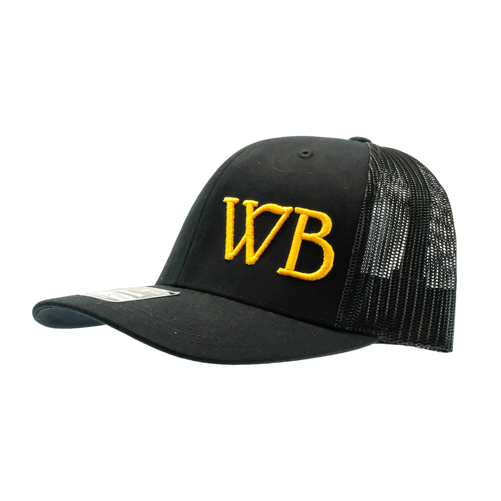 Western Bloodstock Hats Western Bloodstock Black with WB in Gold Stitching Meshback Cap