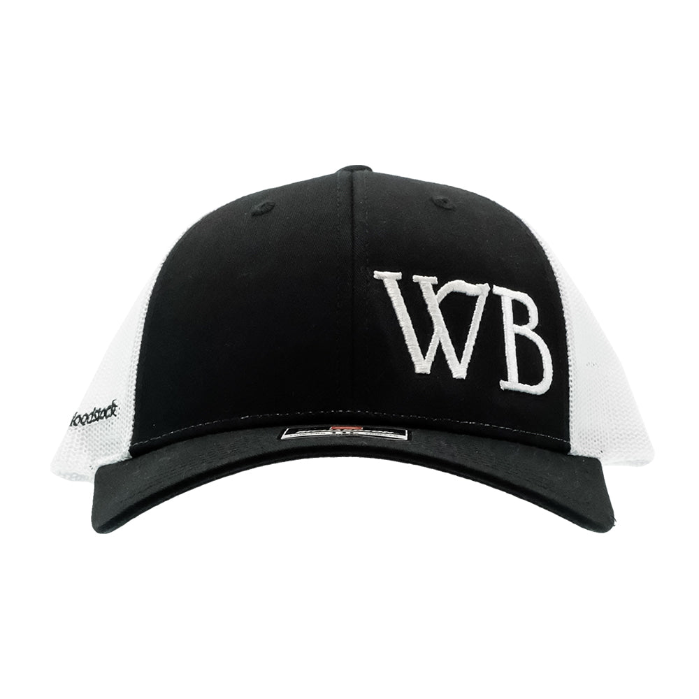 Western Bloodstock Hats Western Bloodstock White WB Embroidered Black and White Mesh Back Cap