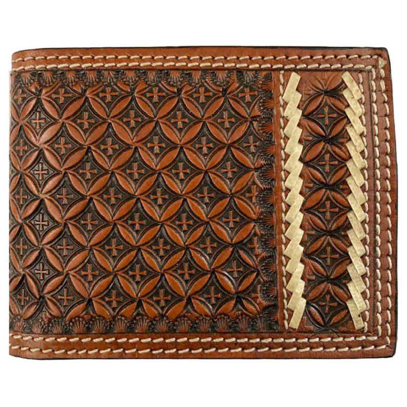 Western Fashion Accessories Other Brown / Osfa Western Fashion Accessories Men's Brown Snowflake Tooled Rawhide Accent Bifold Wallet