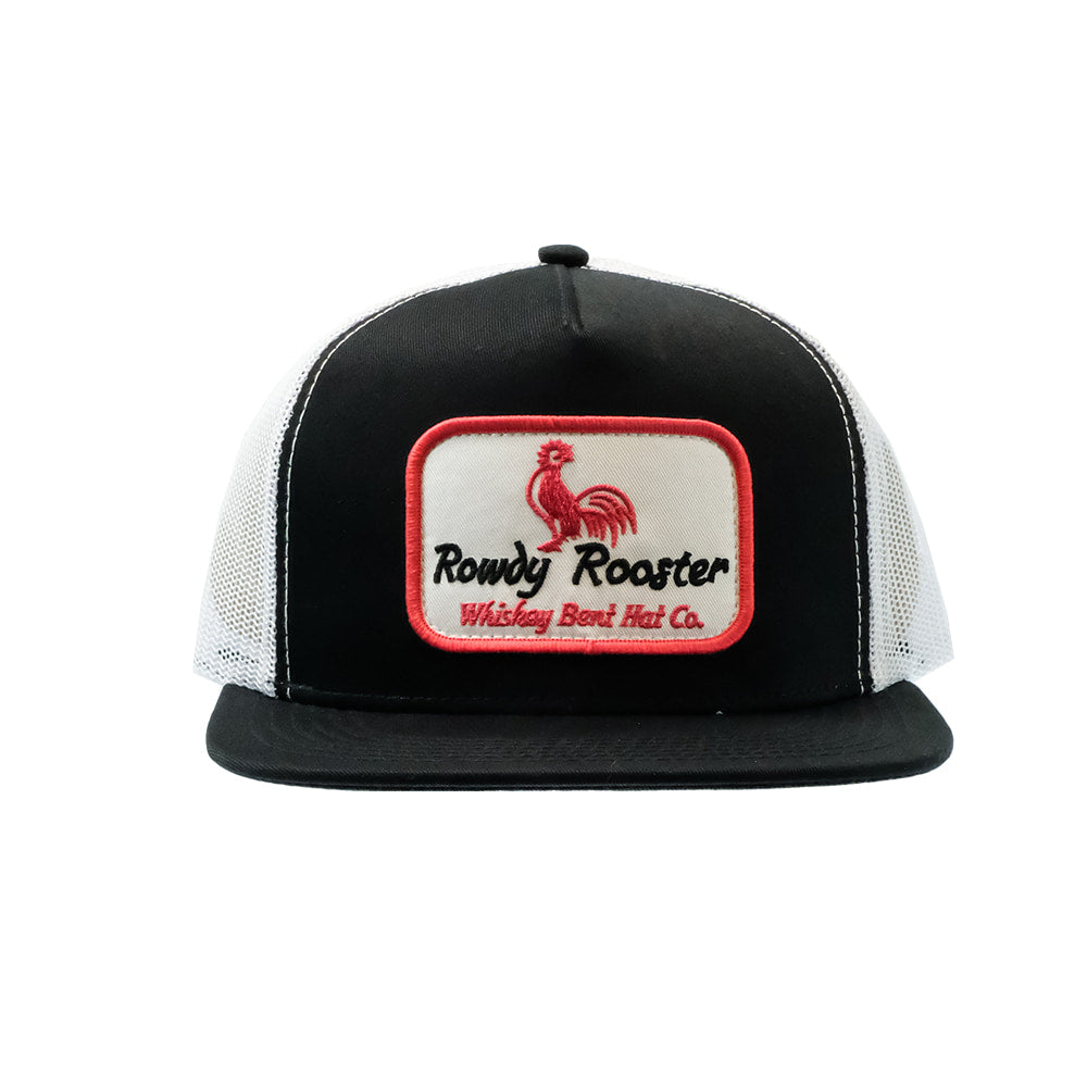 Whiskey Bent Hat Co Hats Whiskey Bent Hat Co Rowdy Rooster Black and White Trucker Hat