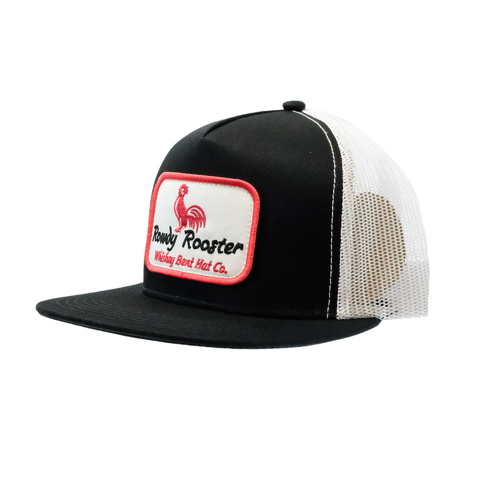 Whiskey Bent Hat Co Hats Whiskey Bent Hat Co Rowdy Rooster Black and White Trucker Hat