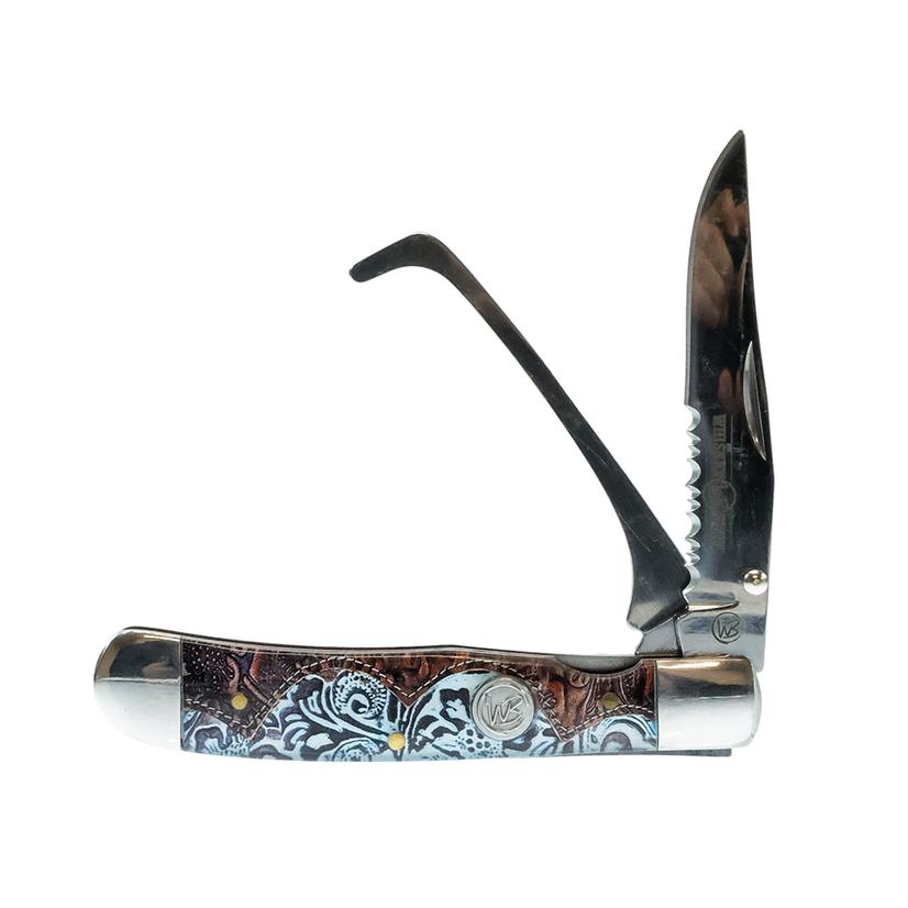 Whiskey Bent Knives Knives Brown / Osfa Whiskey Bent Knives Tooled Country Hoof Pick Knife With Clip