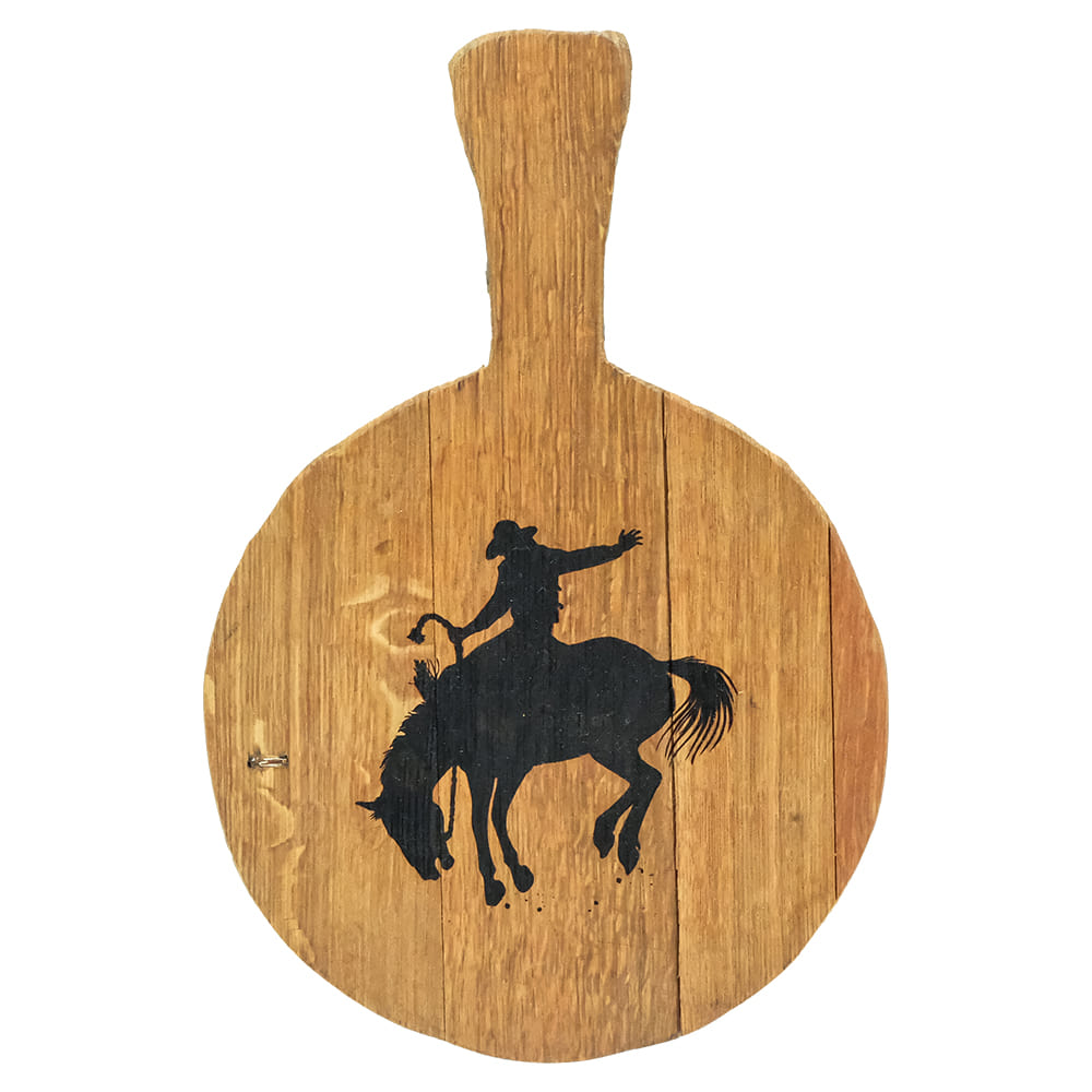 Whiskey+Winedesign Home Decor OSFA Whiskey and Wine Design Bucking Horse Round Wine Head Cheese Board with Handle
