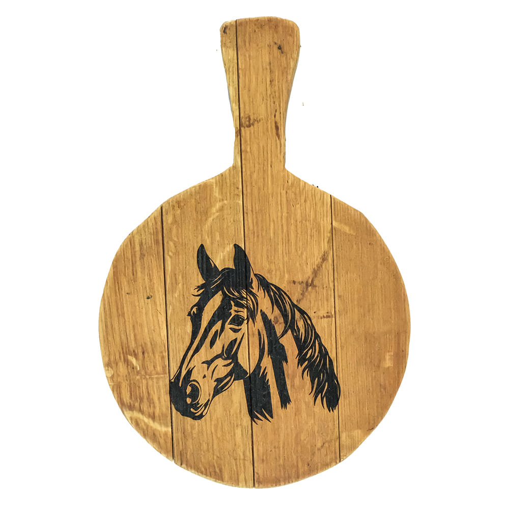 Whiskey+Winedesign Home Decor OSFA Whiskey and Wine Design Horse Head Round Wine Cheese Board with Handle