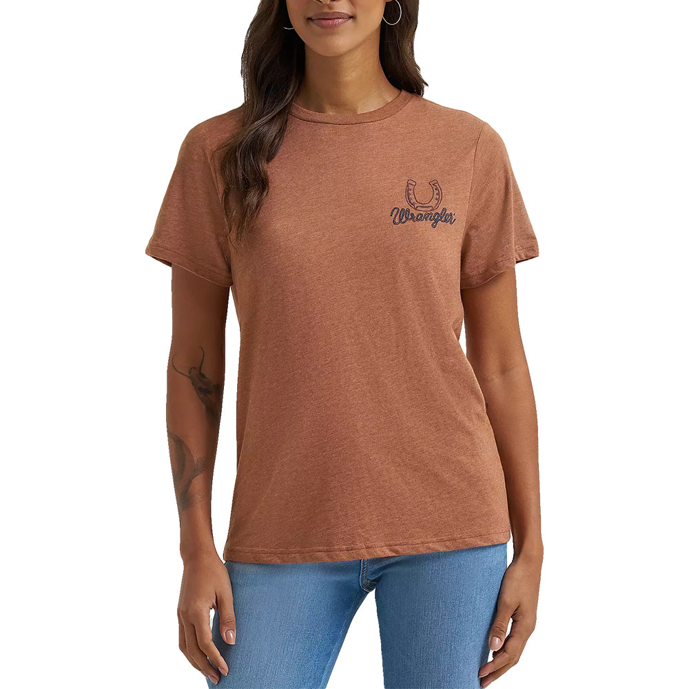 Wrangler 3000 T-SHIRTS + TANKS WOMENS SHORT SLEEVE T SHIRT IN RAWHIDE HEATHER