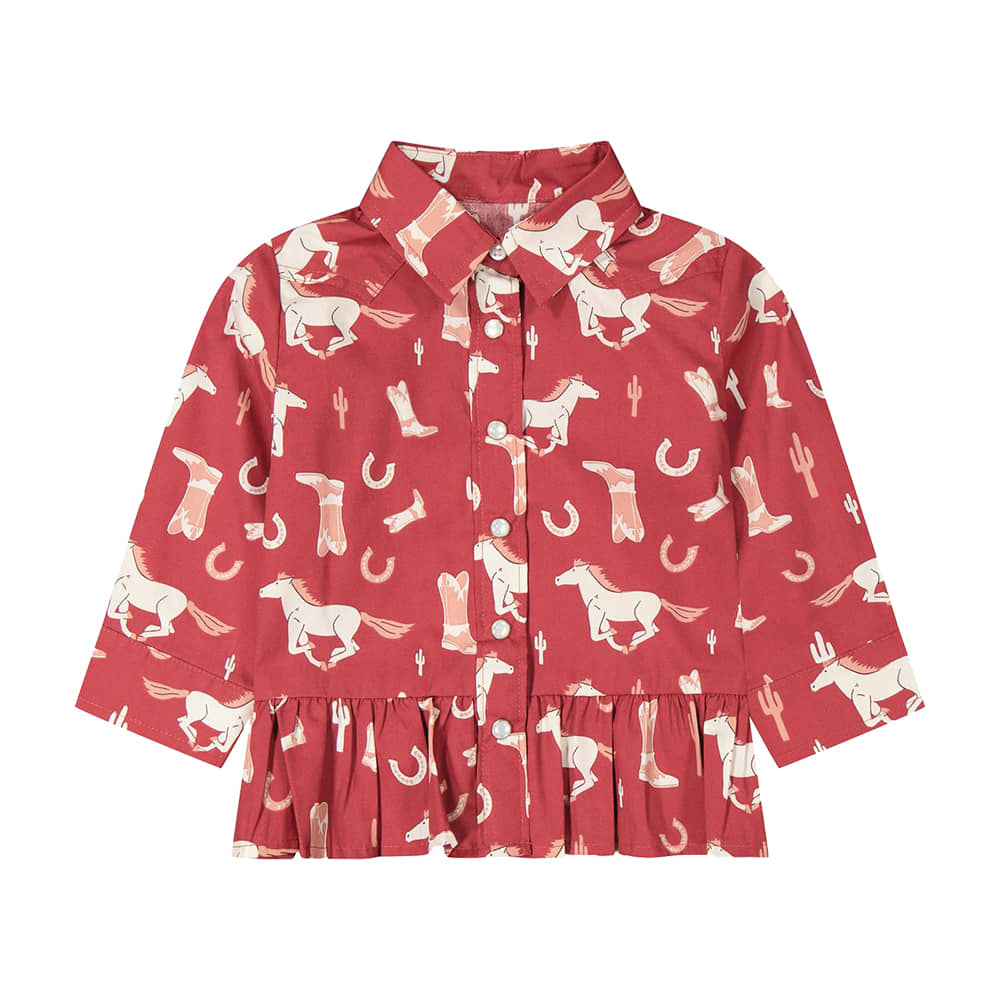 Wrangler Apparel Baby Girl Horse Print Snap Shirt