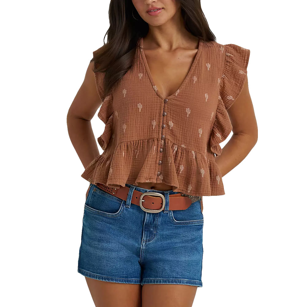 Wrangler Apparel Vintage Flutter Sleeve Blouse