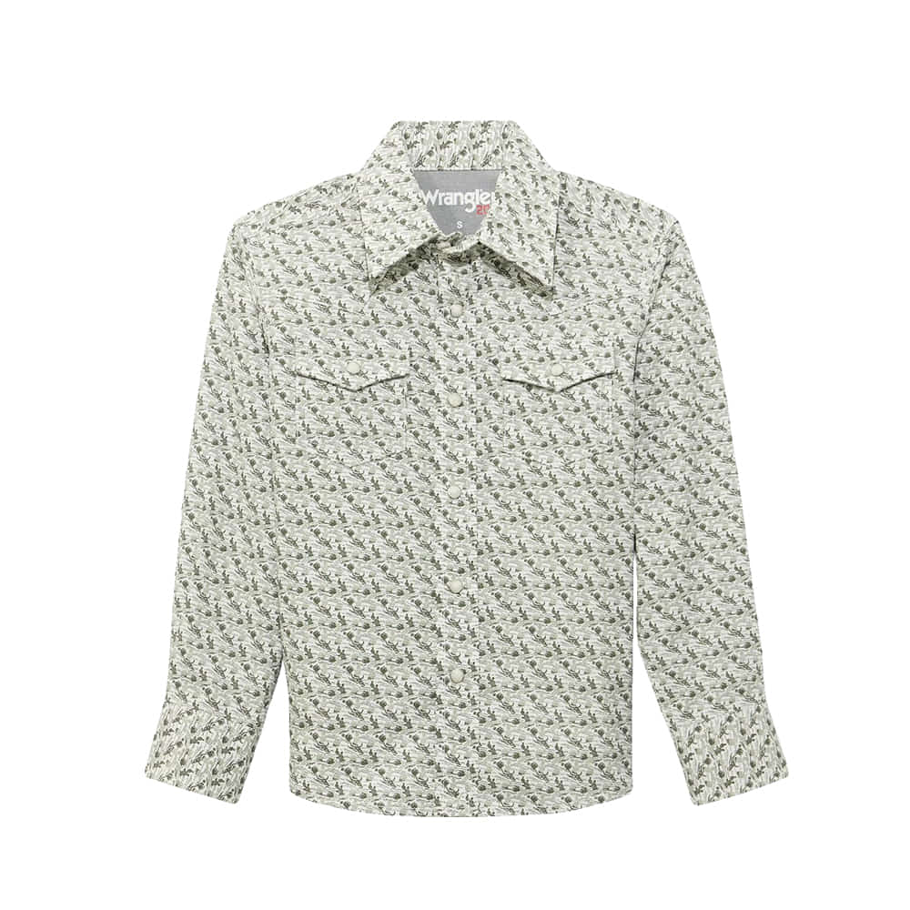 Wrangler Apparel Wrangler Boy's 20X Advanced Comfort Long Sleeve Snap Shirt In Olive