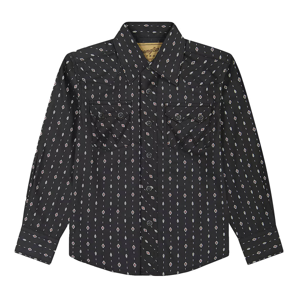 Wrangler Apparel Wrangler Boy's Black Retro Long Sleeve Shirt