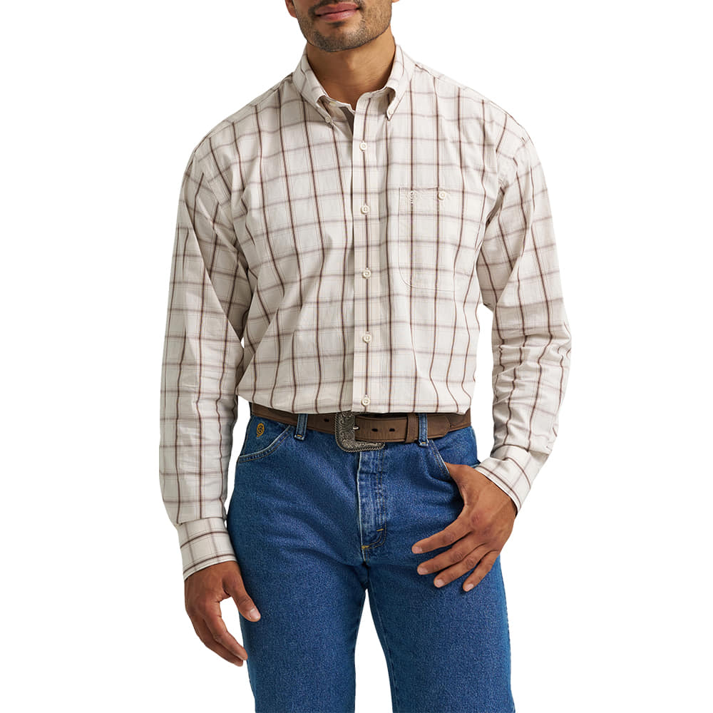 Wrangler Apparel Wrangler George Strait Men's Cream Long Sleeve Button-Down Shirt