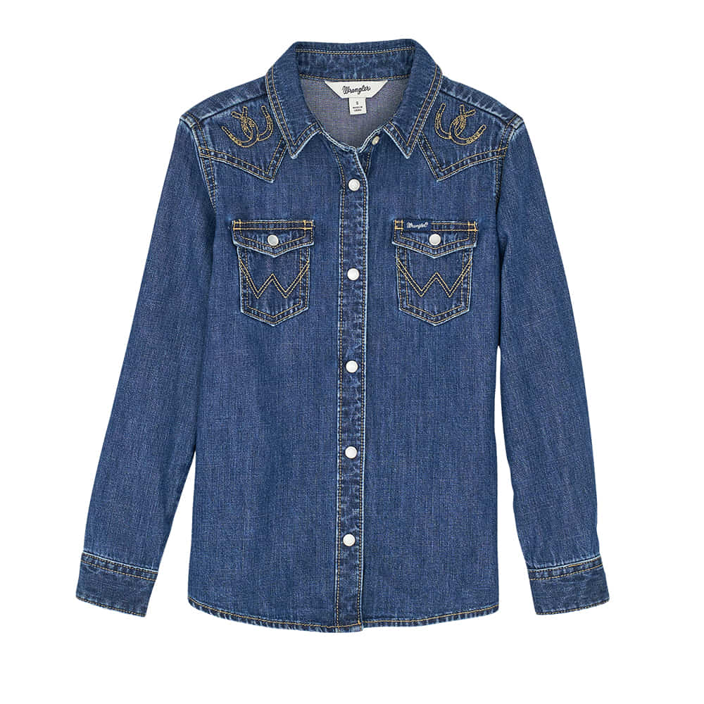 Wrangler Apparel Wrangler Girl's Denim Button-Down Long Sleeve Shirt