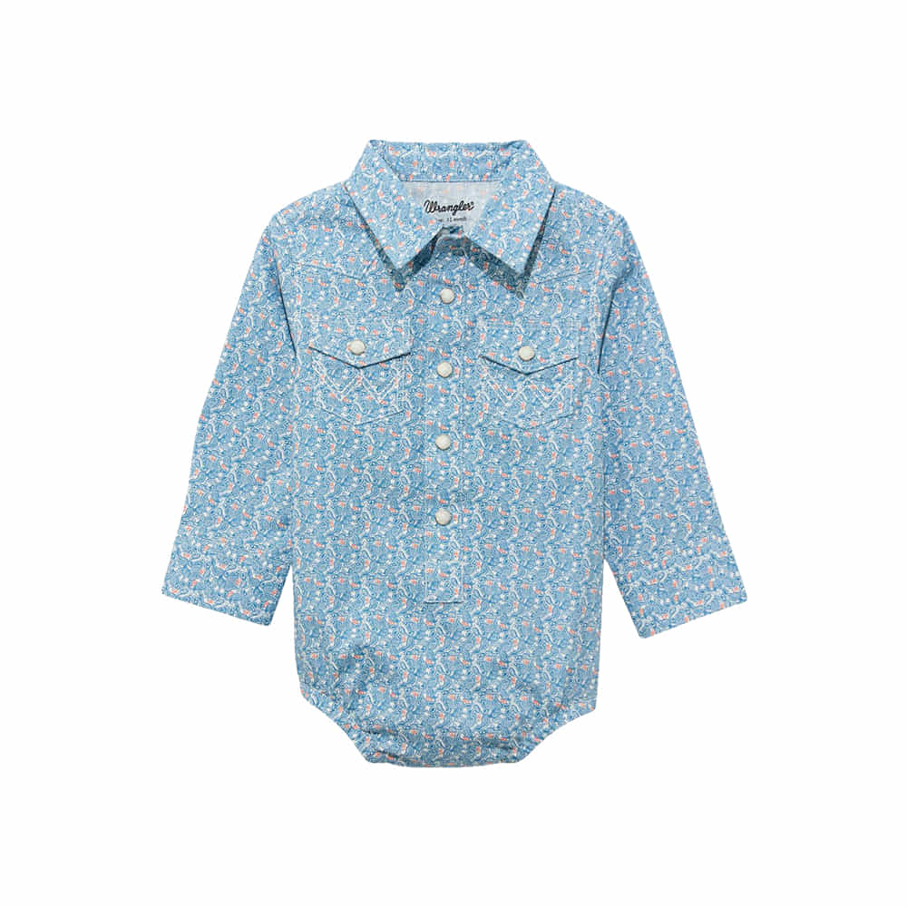 Wrangler Apparel Wrangler Infant Long Sleeve Onesie In Blue