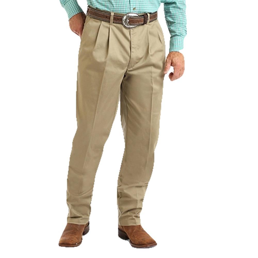 Wrangler Apparel Wrangler Khaki Pleated Front Casual Men's Pants