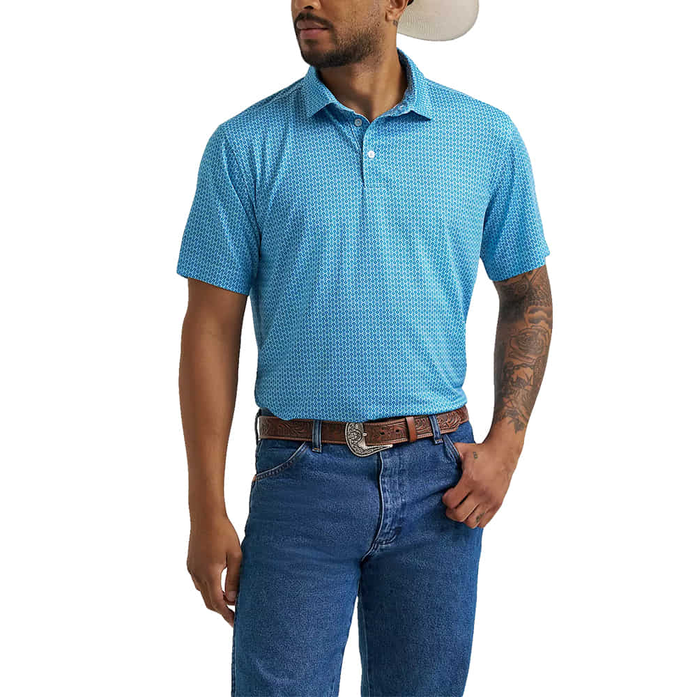 Wrangler Apparel Wrangler Men's Ariy Blue Short Sleeve Polo