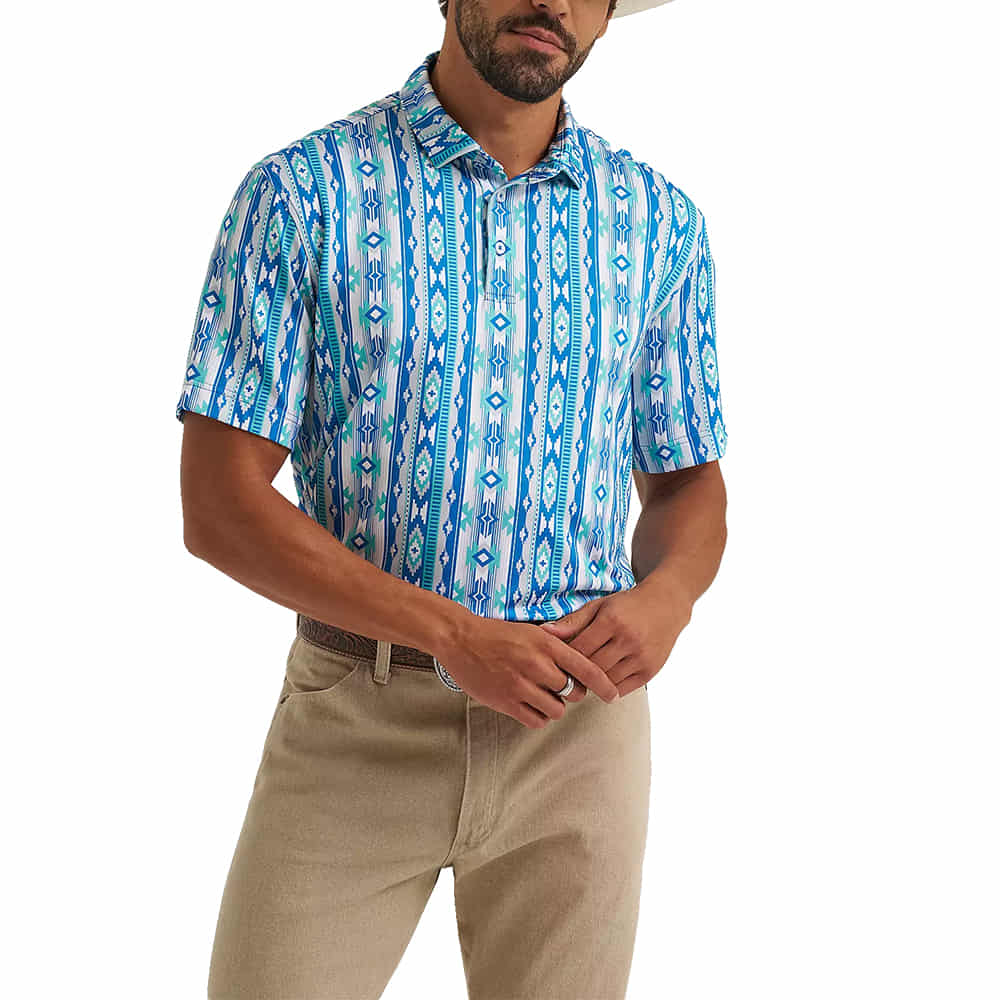 Wrangler Apparel Wrangler Men's Blue Checotah Polo Shirt