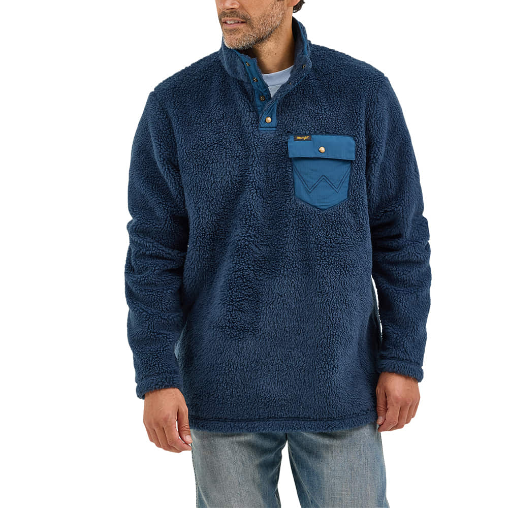 Wrangler Apparel Wrangler Men's Blue Snap Pull Over Sweater