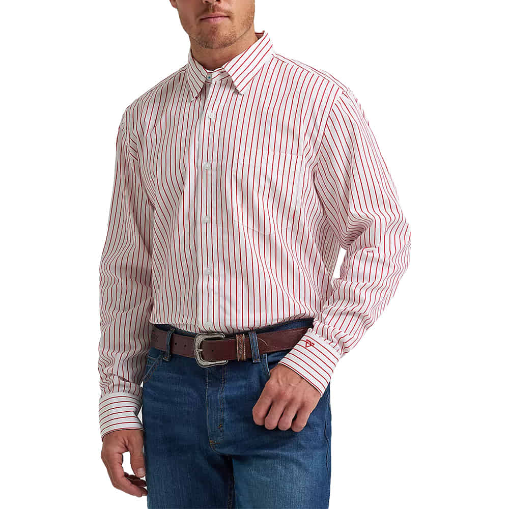 Wrangler Apparel Wrangler Men's Cody Johnson Long Sleeve White and Red Button-Down Shirt