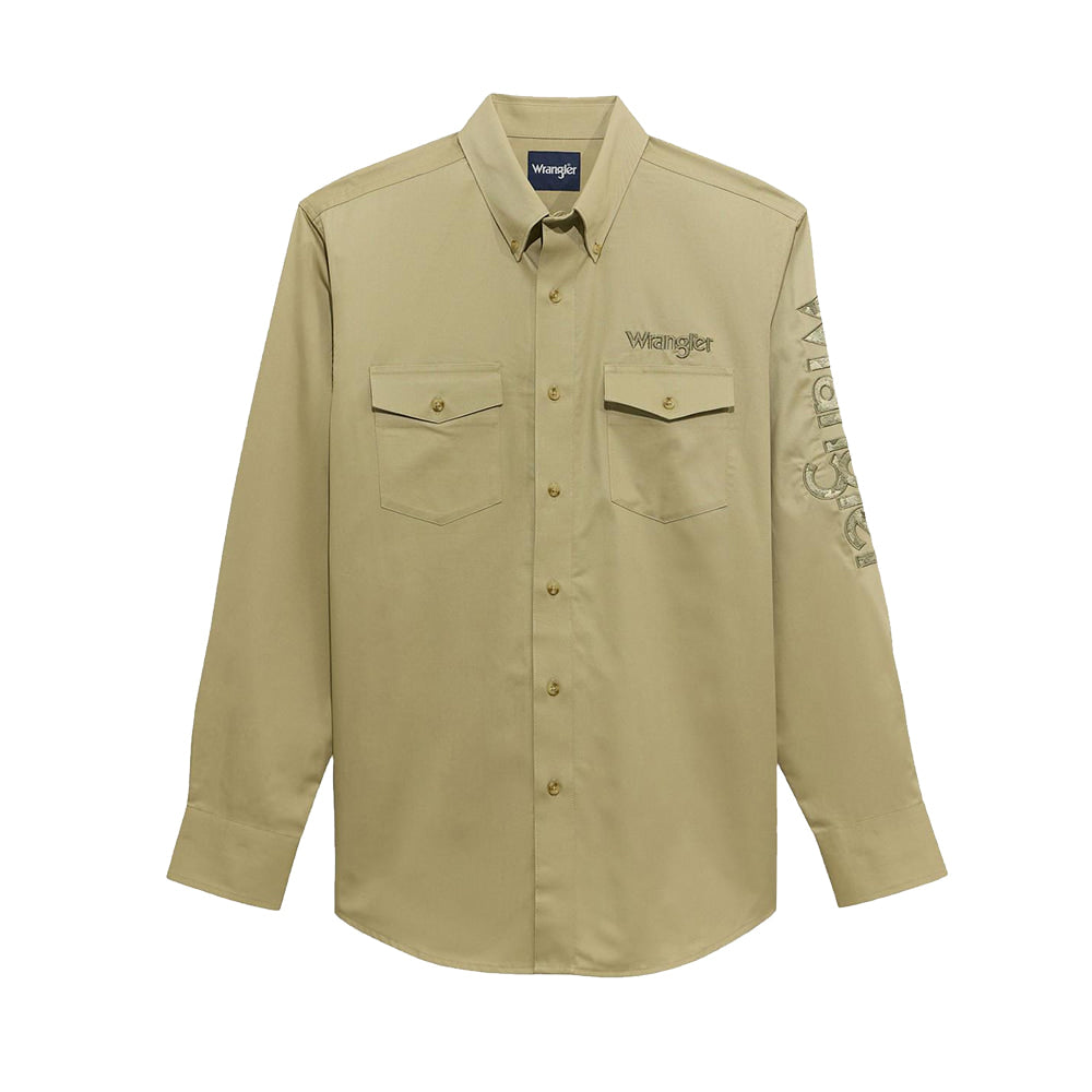 Wrangler Apparel Wrangler Men's Khaki Button-Down Team Shirt