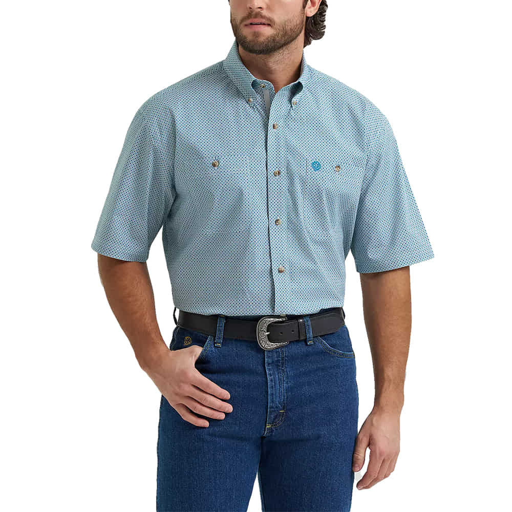 Wrangler Apparel Wrangler Men's Teal George Strait Short Sleeve Shirt