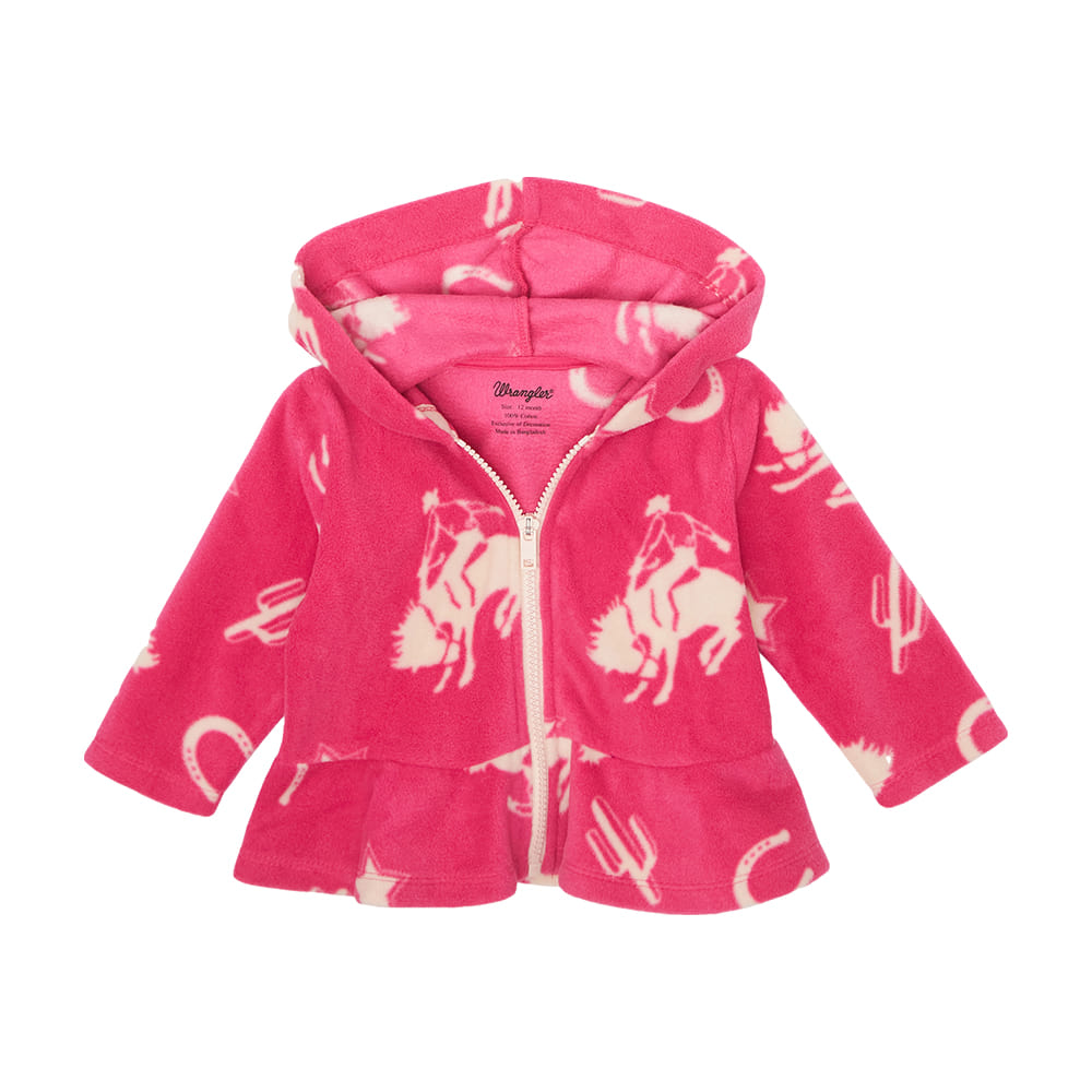 Wrangler Apparel Wrangler Pink Full Zipper Baby Girl's Hoodie