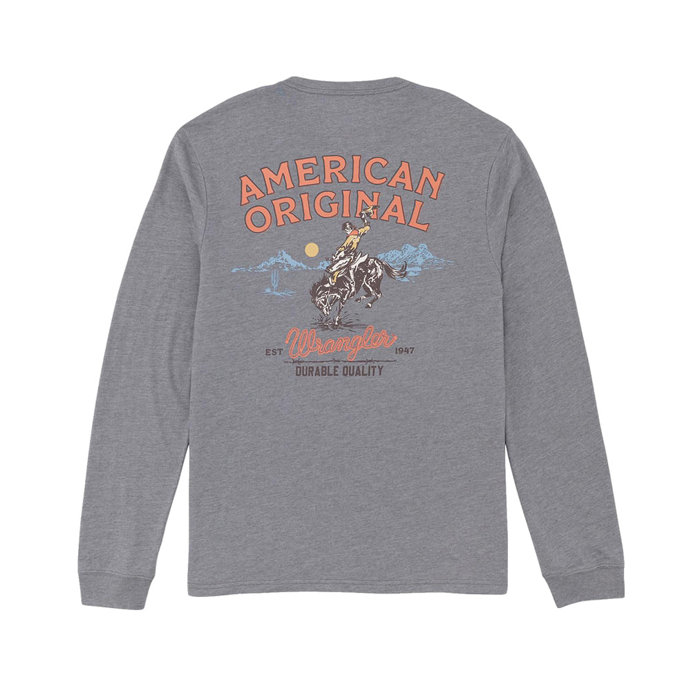 Wrangler Apparel Wrangler Unisex Long Sleeve Graphic T-Shirt In Gray