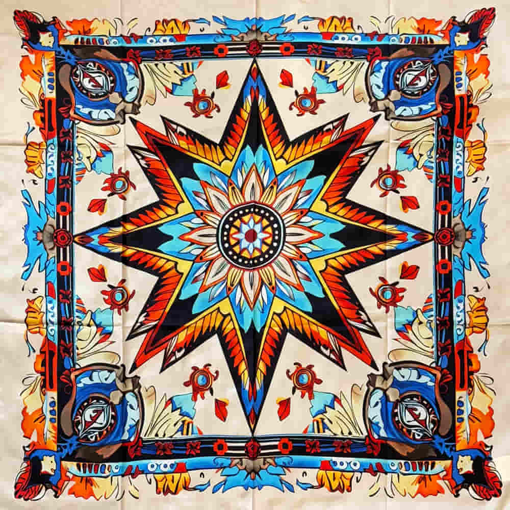 Wyoming Traders Apparel 34X34 Wyoming Traders Multicolor Southwest Tan Starburst Wild Rag