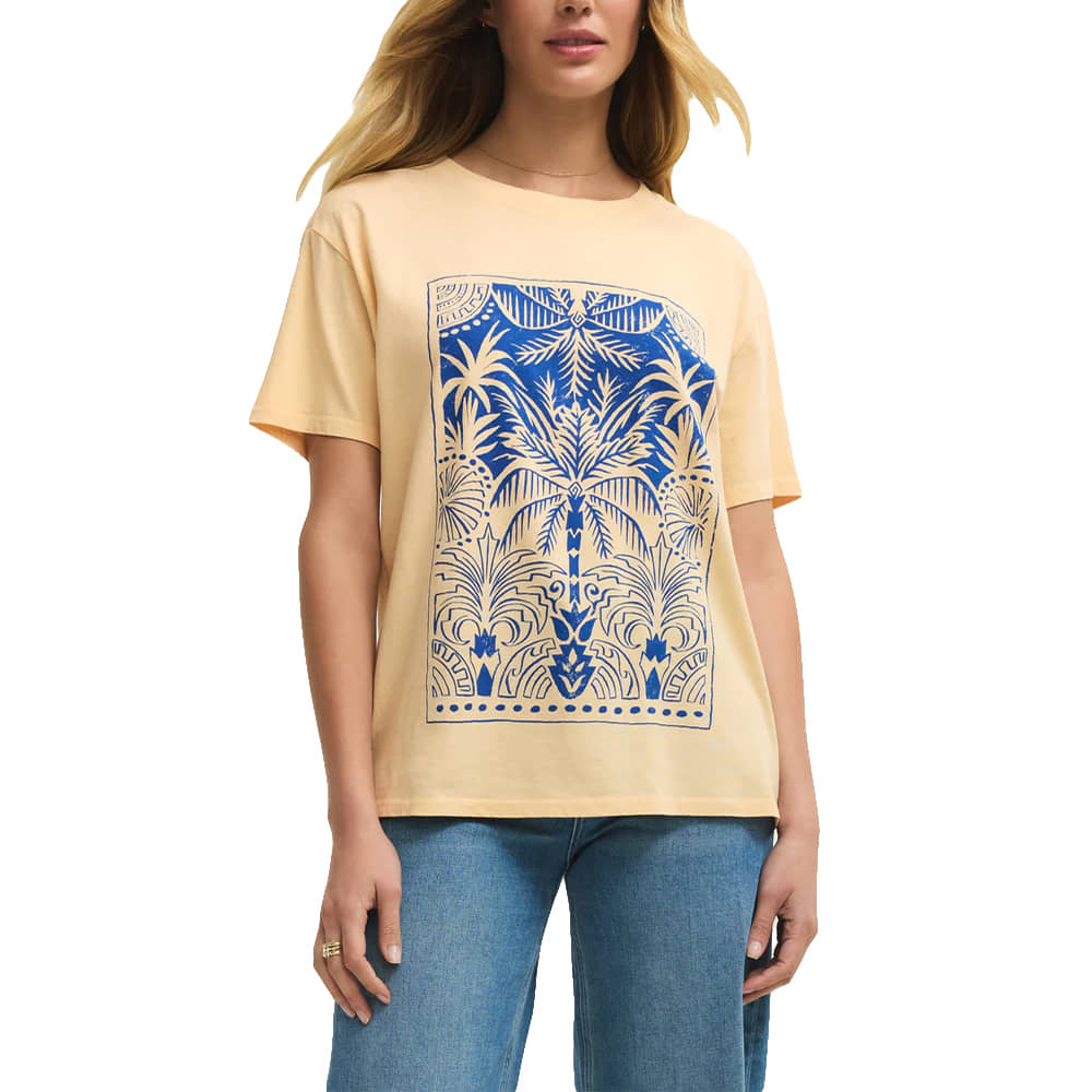 Z Supply Apparel WOMENS PALMS BOYFRIEND TEE IN CUSTARD