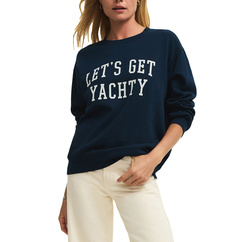 Z Supply Apparel WOMENS YACHTY BOYFRIEND SWEATSHIRT IN ECLIPSE
