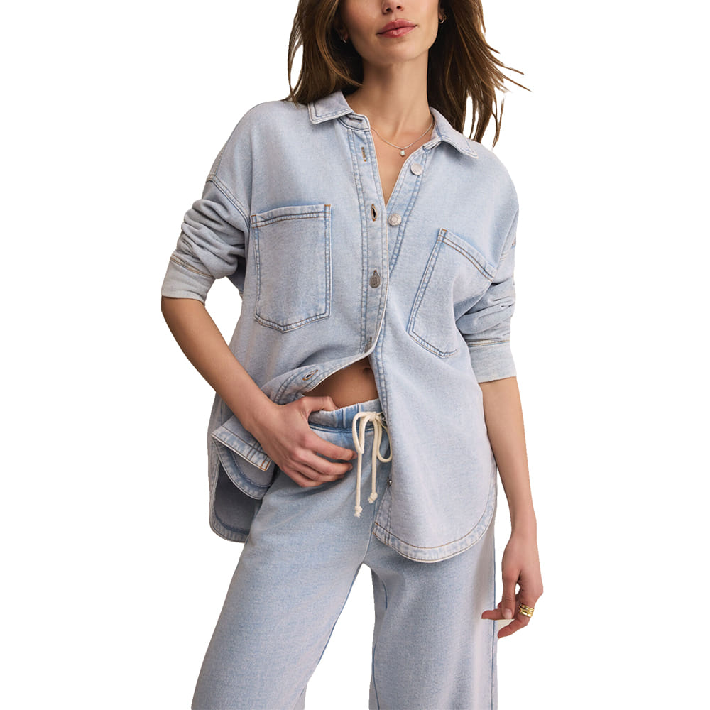 Z Supply Apparel Z Supply All Day Knit Indigo Denim Jacket