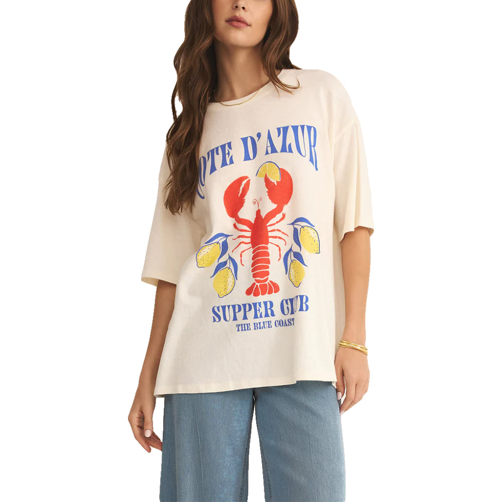 Z Supply Apparel Z Supply Blue Coast Women's Social Graphic Tee in Sea Salt