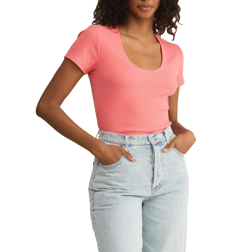Z Supply Apparel Z Supply Sirena Short Sleeve Pink Tee