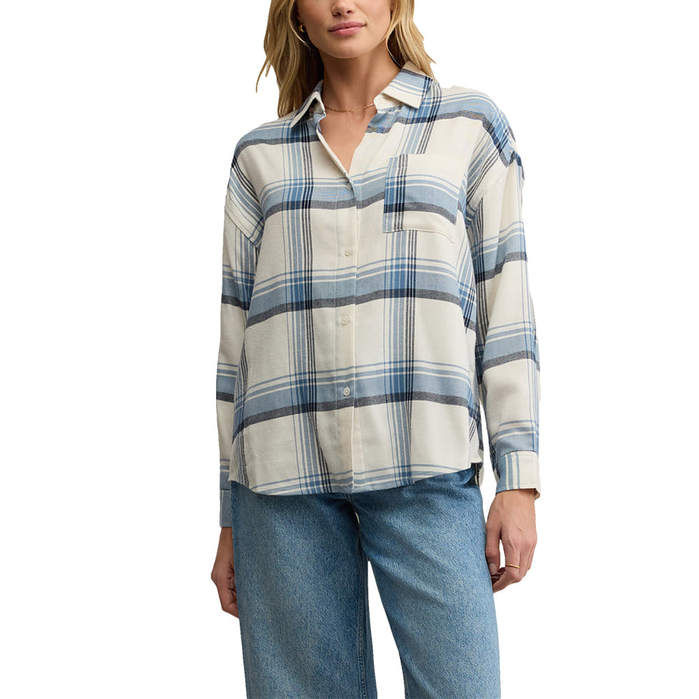 Z Supply Apparel Z Supply Vintage Indigo River Plaid Button Up Women's Shirt