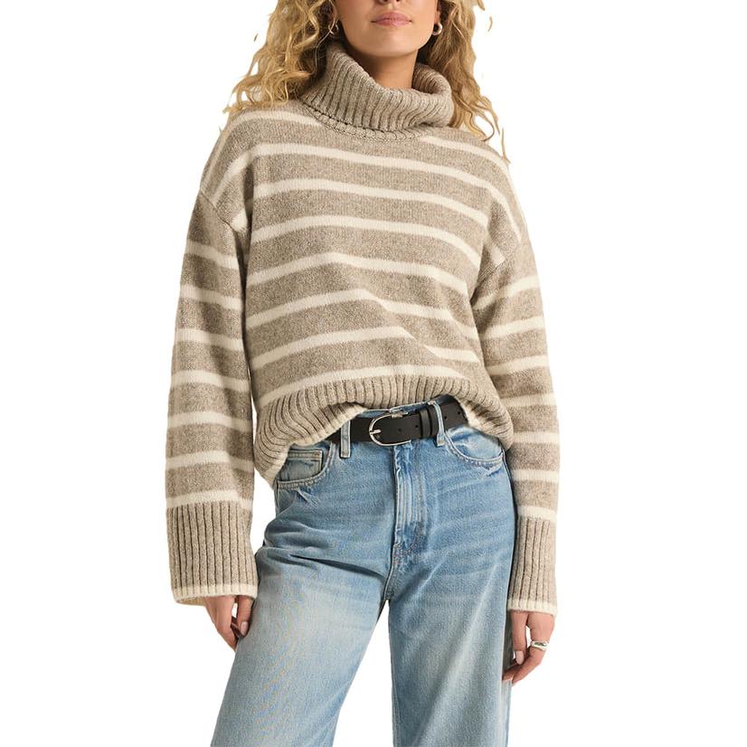 Z Supply Apparel Z Supply Women's Taupe Josephine Stripe Sweater