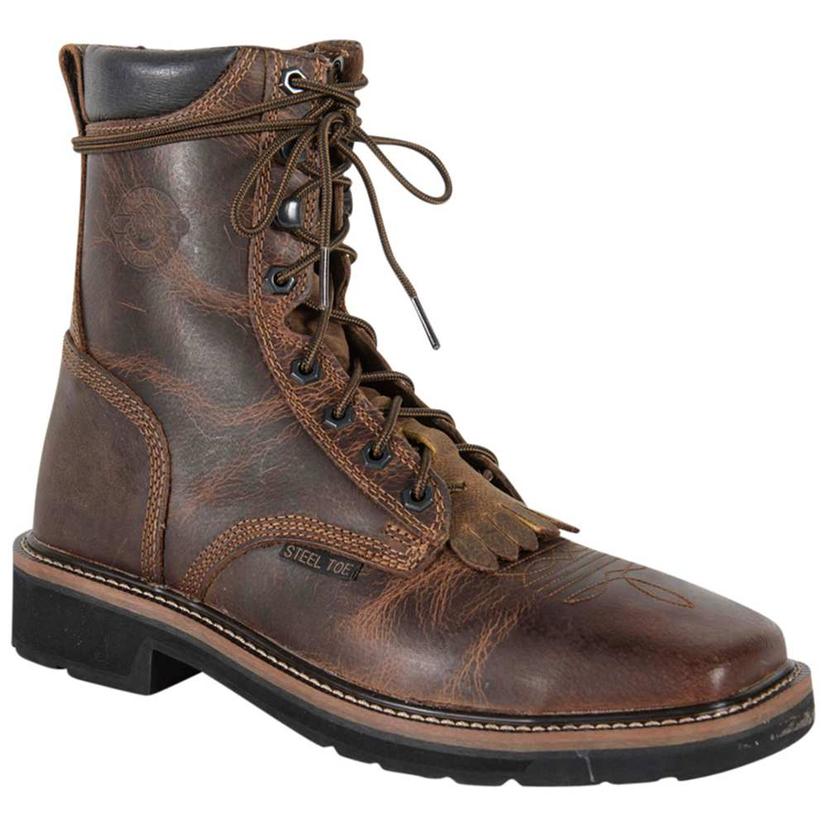 justin square toe lace up work boots