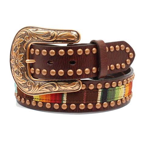 Ariat Womens Leather Serape Copper Studs Belt 