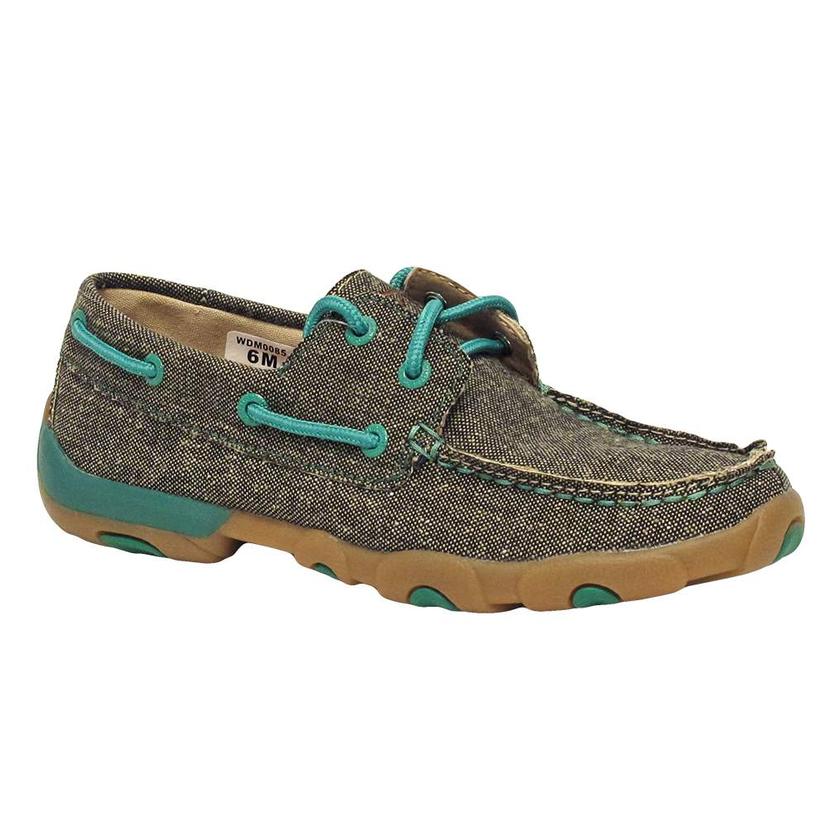 turquoise boat shoes