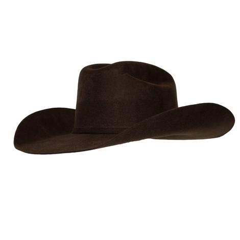 Ariat Chocolate Wool Hat with Self Band and Buckle - Precreased