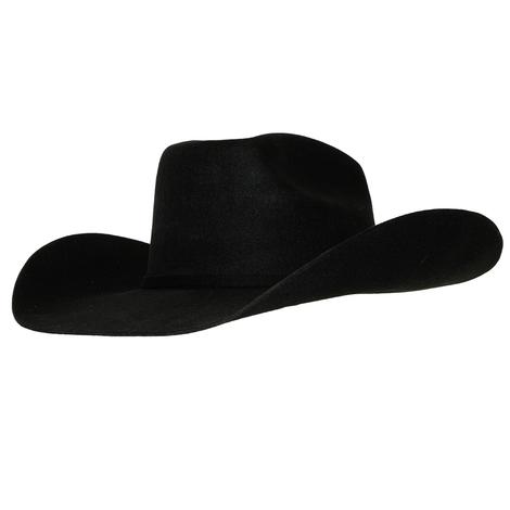 Ariat Black Wool Felt Hat SELF Band with Buckle - Pre-Creased