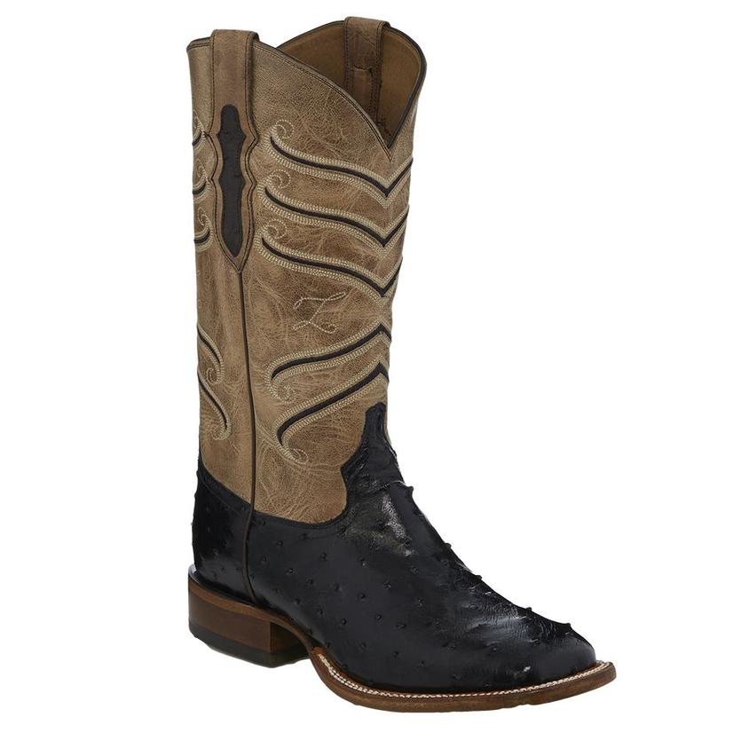 Tony Lama Amell Black Full Quill Ostrich Men's Boots