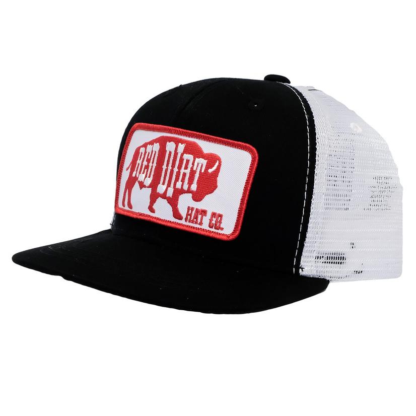 Red Dirt Black White Buffalo Patch Meshback Cap