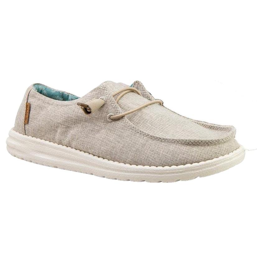 Hey Dude Wendy Linen Chambray Biege Slip On Women's Shoes