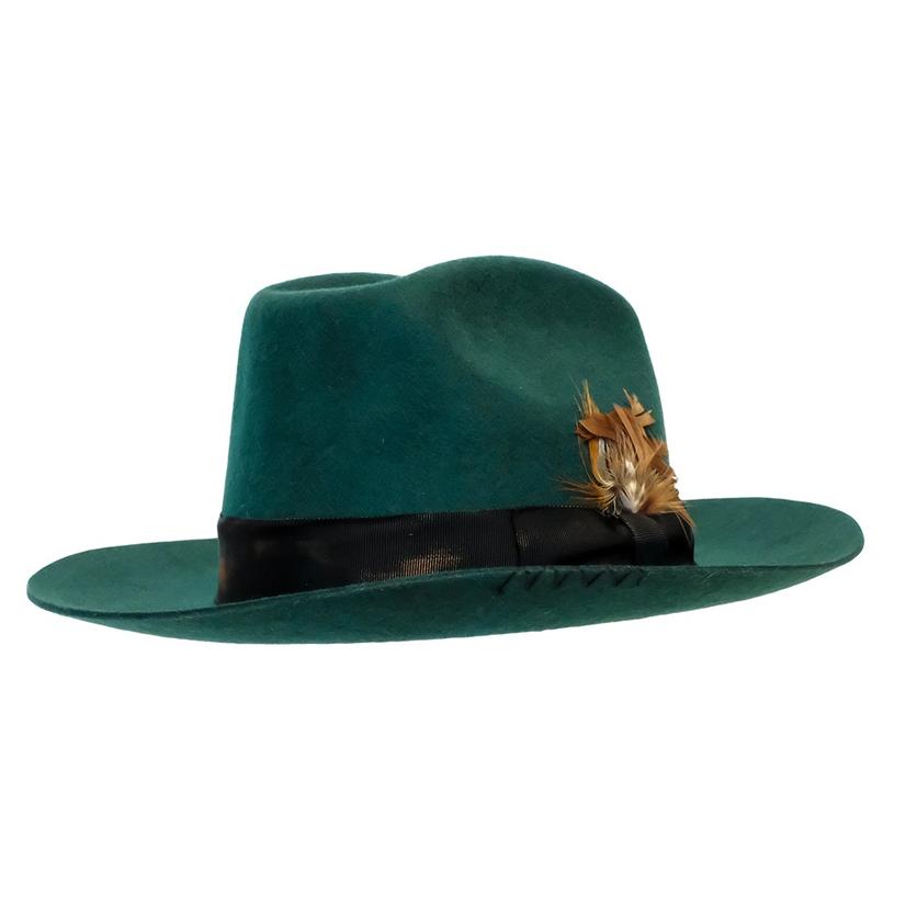 green felt hat with feather